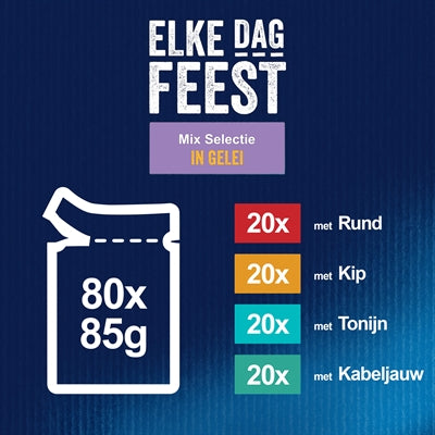 Felix Pouch Elke Dag Feest In Gelei Tonijn / Kabeljauw / Rund / Kip