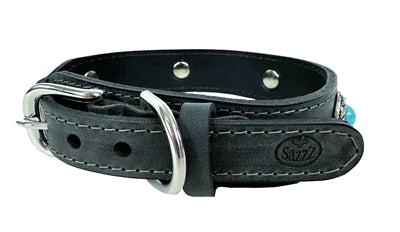 Sazzz Zzzsazzz Halsband Hond Boho Treasure Stone Vintage Leer Antraciet