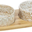 Trixie Set Voerbak / Waterbak Keramiek / Bamboe Wit / Natuur