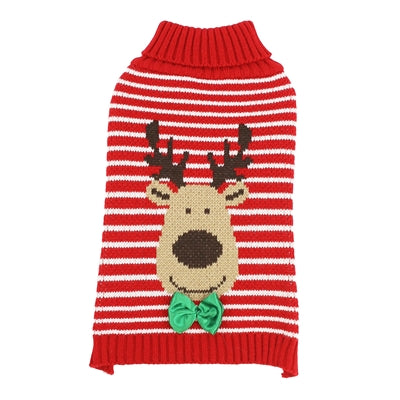 Happy Pet Hondentrui Rendier Gestreept Rood / Wit Ruglengte 30 Cm
