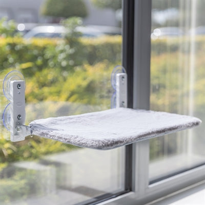 Trixie Hangmat Voor Aan Raam Opvouwbaar Pluche / Mesh Wit / Grijs