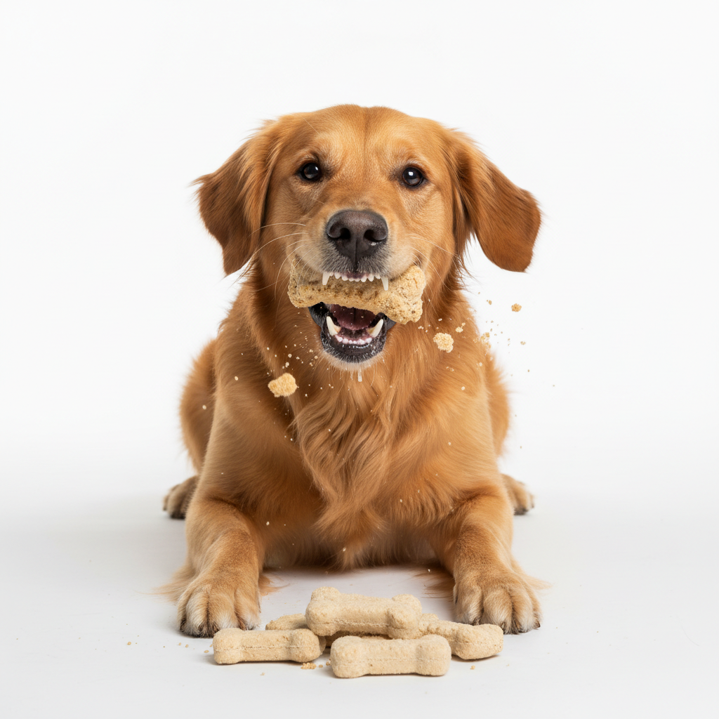 Hond geniet van treats