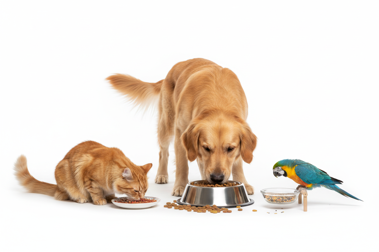 Huisdiertjes actief aan het eten