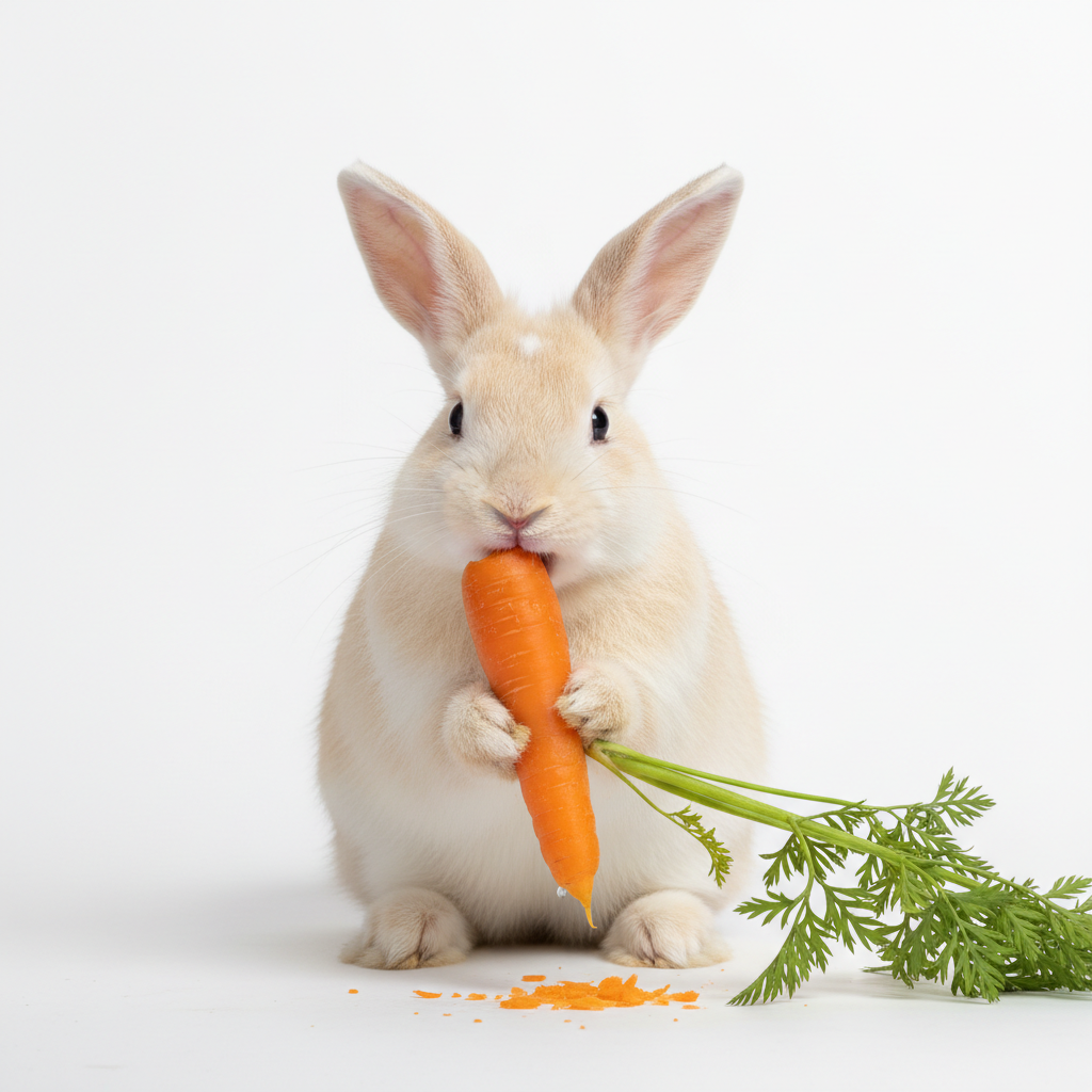 Konijn eet wortels